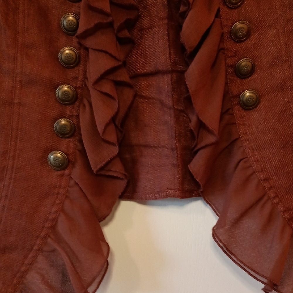 Multiples Rust Ruffled Blazer - Picture 3 of 7
